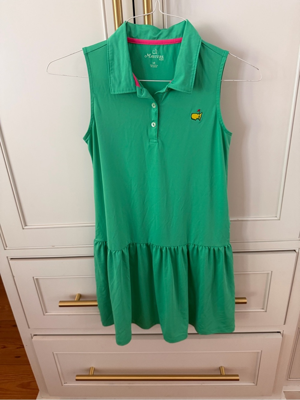Masters Sleeveless Polo Dress in Bright Green with Logo